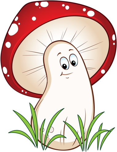 Fliegenpilz Bruttó Gras - Funny Mushroom Clipart (397x500), Png Download