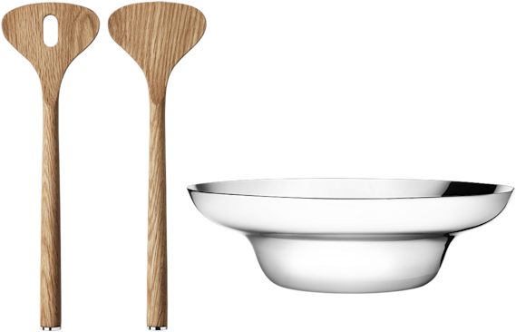 Georg Jensen - Georg Jensen Salad Bowl And Servers (600x600), Png Download