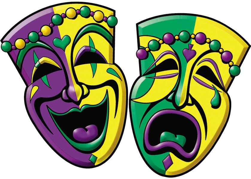 Mardi Gras Comedy And Tragedy Mardi Gras Mask Transparent Full Size Png Download Seekpng