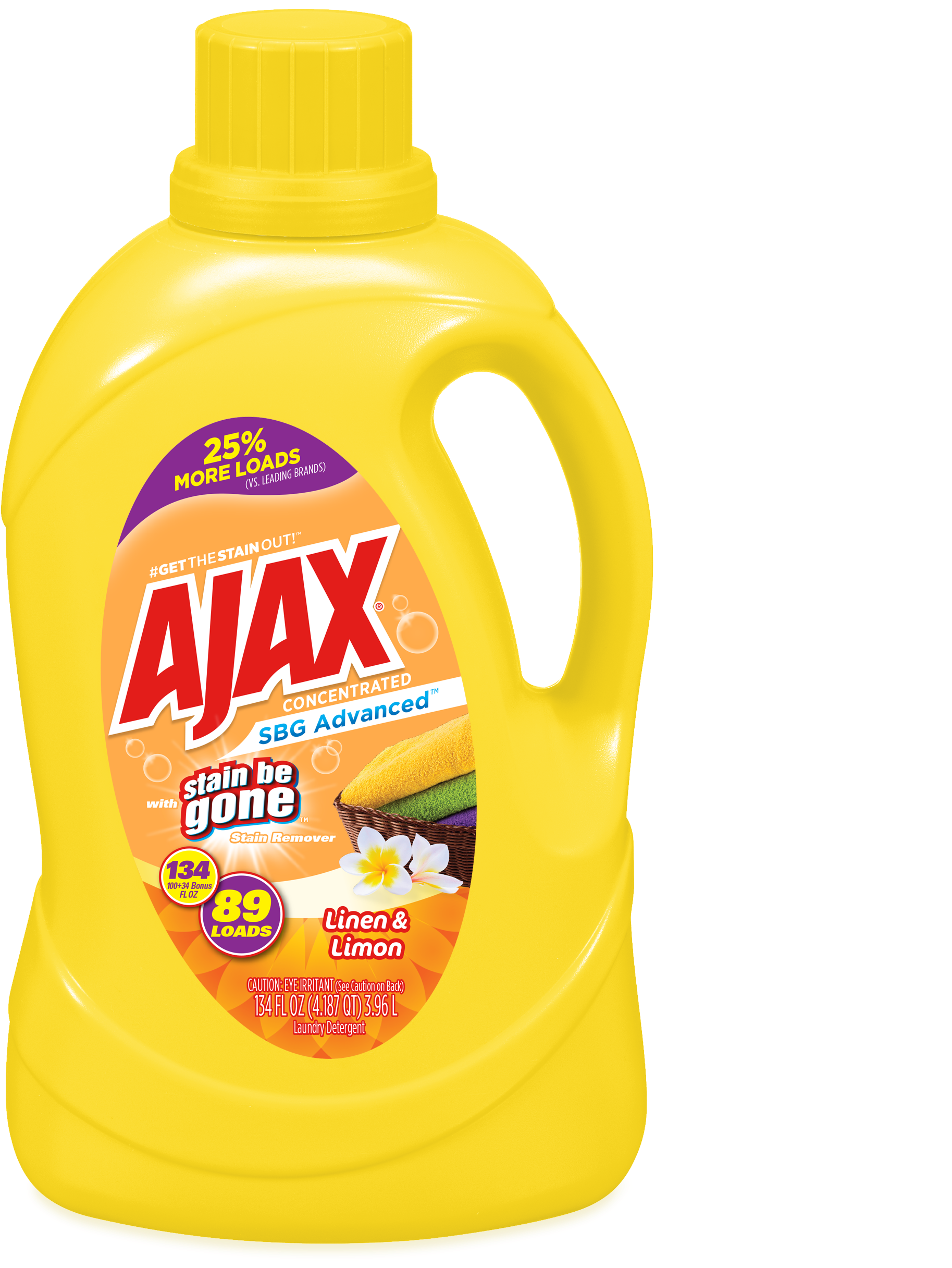 Ajax Laundry Stain Be Gone Advanced Liquid Laundry - Ajax Stain Be Gone (2400x2475), Png Download