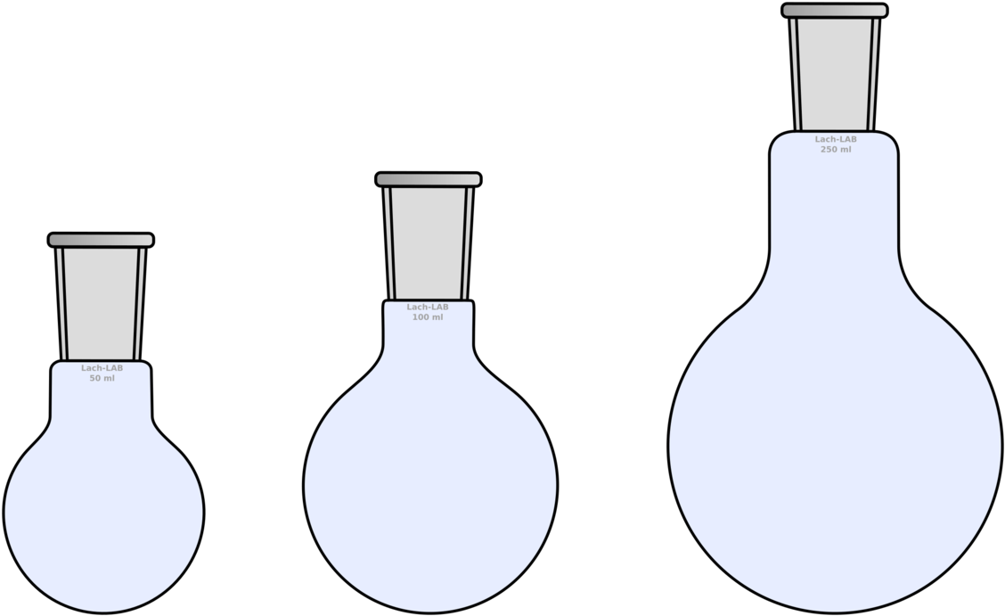 Laboratory Flasks Round-bottom Flask Glass Chemistry - Rundkolben Clipart (1187x750), Png Download