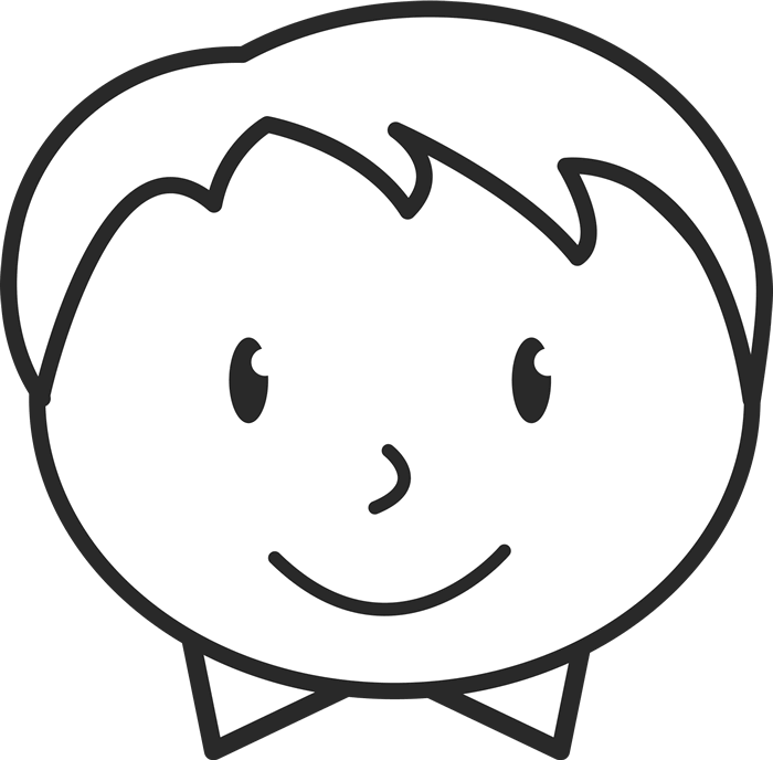 Boy With Messy Hair And Bow Tie Face Stamp - Boy Stick People Faces (700x688), Png Download