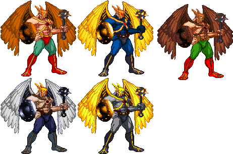 5 Alternate Palettes - Hawkman Mugen (480x320), Png Download