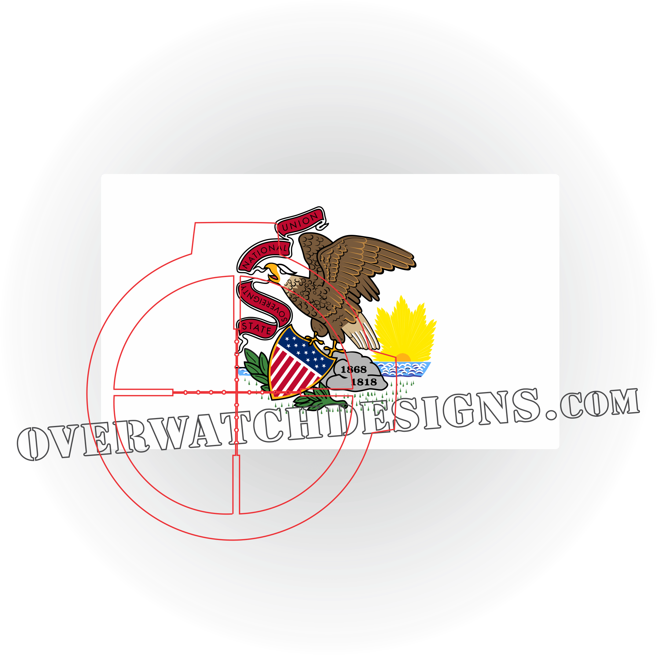Illinois State Flag Sticker - Illinois State Flag (2401x2393), Png Download