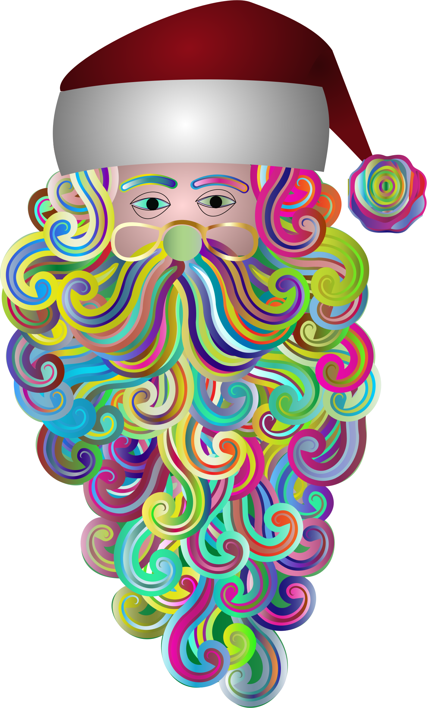 Santa Hat Beard Png (1417x2346), Png Download