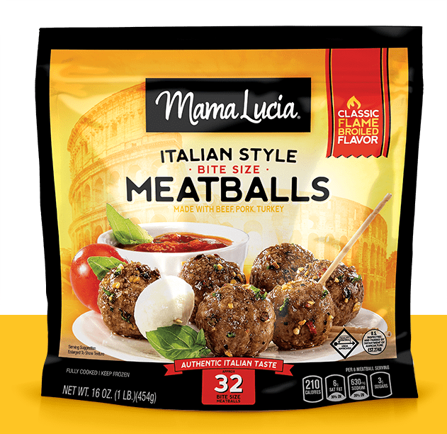 Combine Tender Cuts Of Beef, Pork, And Turkey, Flavorful - Mama Lucia Meatballs 10 Oz (631x612), Png Download