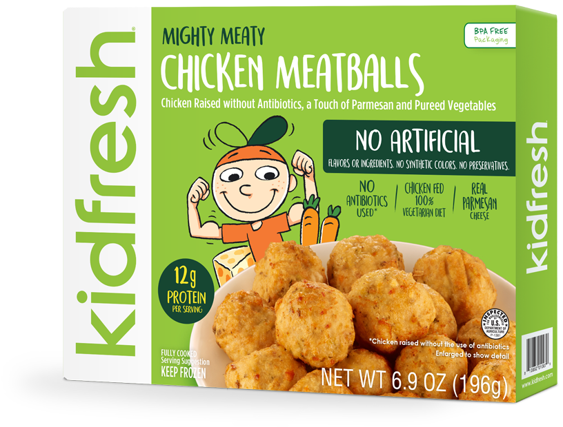 Mighty Meaty Chicken Meatballs - Kidfresh Mighty Meaty Chicken Meatballs - 6.9 Oz Box (900x688), Png Download