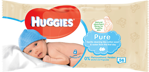 Huggies Wipes Pure Baby 56 Pack - Huggies Pure Baby Wipes (620x380), Png Download