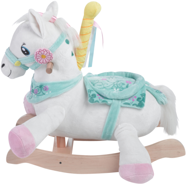 Press The Buttons On The Back Of Her Head To Activate - Rockabye Carousel Horse Ride (640x640), Png Download