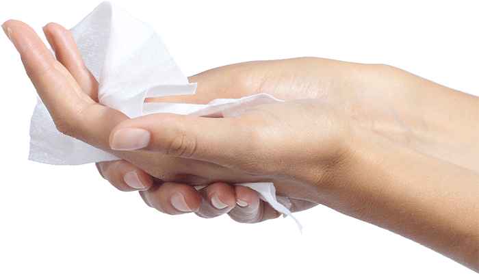 Nice-pak International - Wiping Hands With Handkerchief (700x402), Png Download