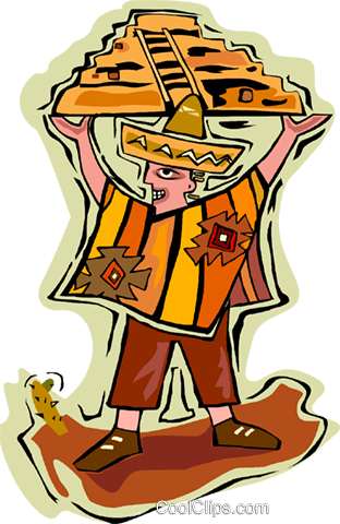 Man Holding An Aztec Pyramid Royalty Free Vector Clip (312x480), Png Download