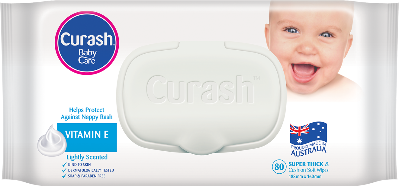 Curash Vitamin E Baby Wipes - Curash Baby Wipes Fragrance Free Refill 80 (1435x733), Png Download