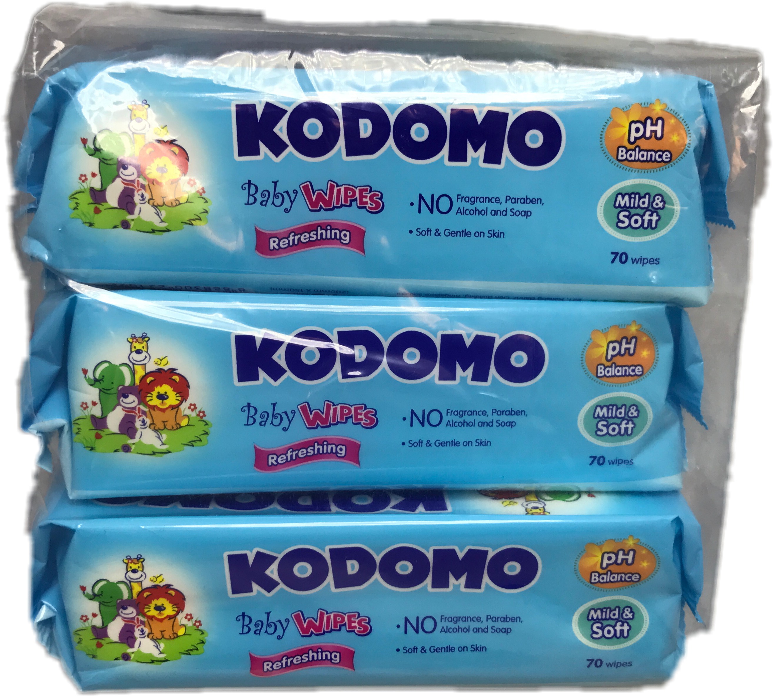 Kodomo Baby Wipes Refreshing 3x70's - Child (2943x2909), Png Download