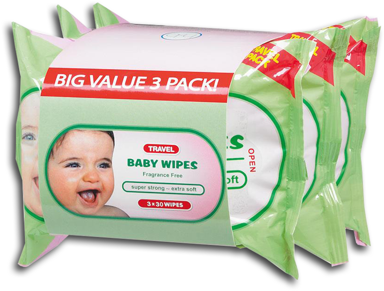 Health & Beauty Baby Wipes 3×30 Travel Packadmin2017 - Health & Beauty Baby Wipes 3x30 Travel Pack (800x800), Png Download