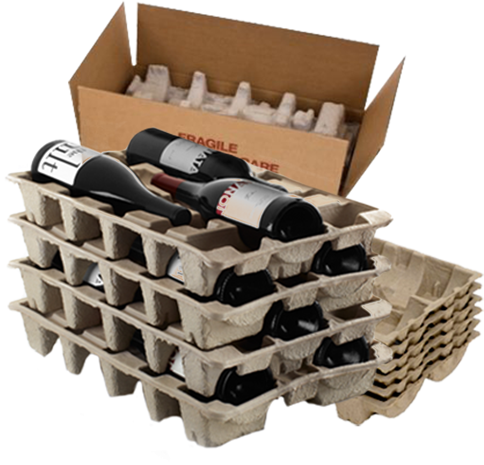 12 Bottle Pack Wine Shipper Kit - Bottle Trays (1000x1000), Png Download