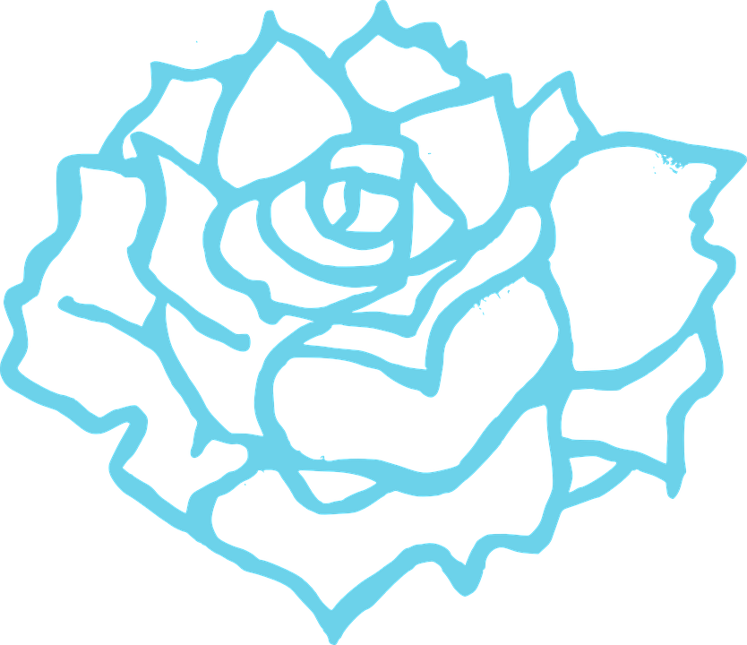 Blue Flower Clipart Abstract - Black And White Rose Clip Art (834x720), Png Download