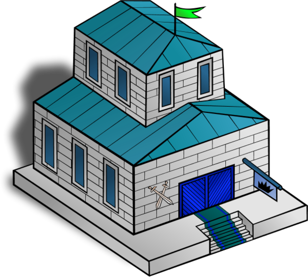 The Hall Cliparts - Town Hall Cartoon Drawing (600x540), Png Download