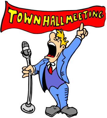 Town Meeting Clipart - Town Hall Meeting Clip Art (350x386), Png Download