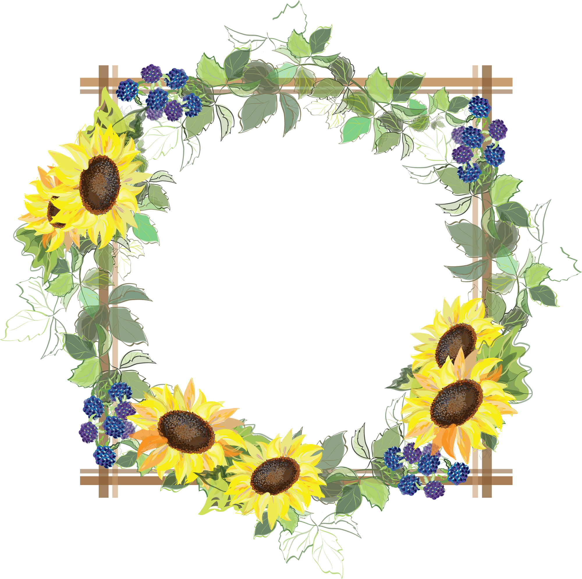Sunflower Frame - Pennies From Heaven Mugs (2000x1990), Png Download