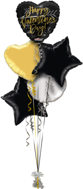 Happy Valentines Gold And Black Arrows Valentines Balloon - Happy Birthday Sister Balloon (286x686), Png Download