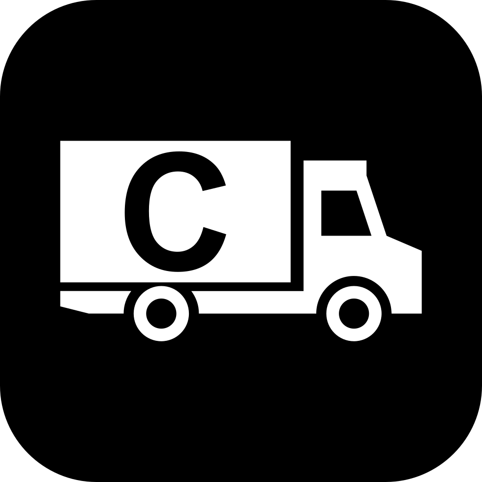 Cargo Truck With Letter C On Black Square Background - Logistics Icon Png White (980x980), Png Download