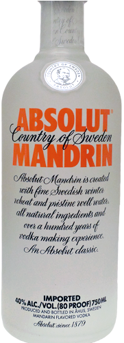Absolut Mandarin - Absolut Mandrin (450x500), Png Download