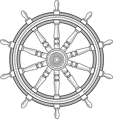 Inkscape Svg Attached - Vintage Ship Wheel Drawing (374x392), Png Download