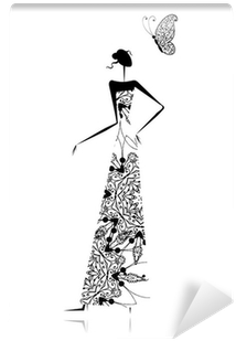 Fashion Girl Silhouette In Wedding Dress For Your Design - Wedding Dress (400x400), Png Download