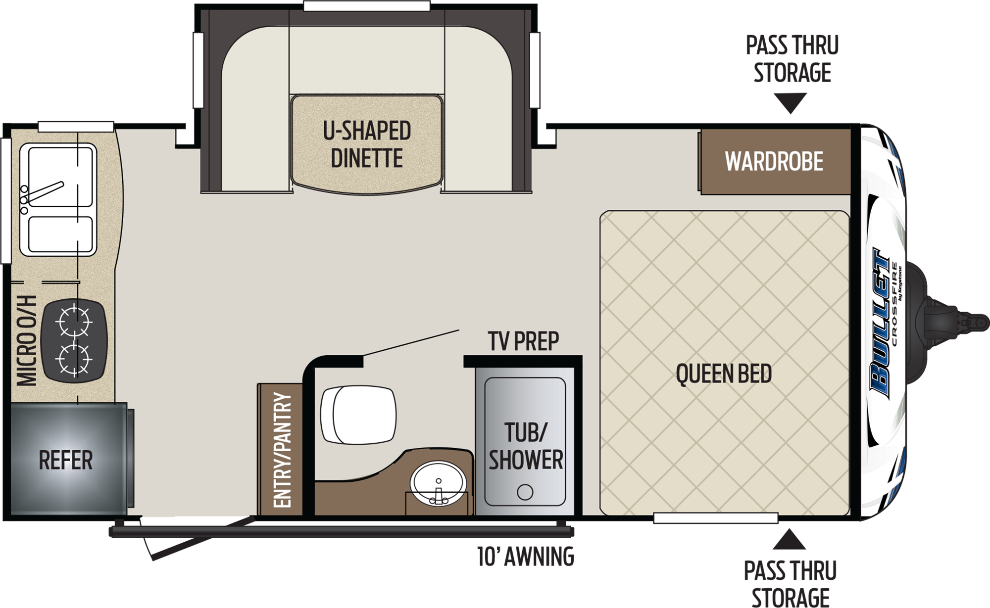Bullet 1750rk Crossfire Travel Trailer - 1750rk Bullet (2000x1229), Png Download