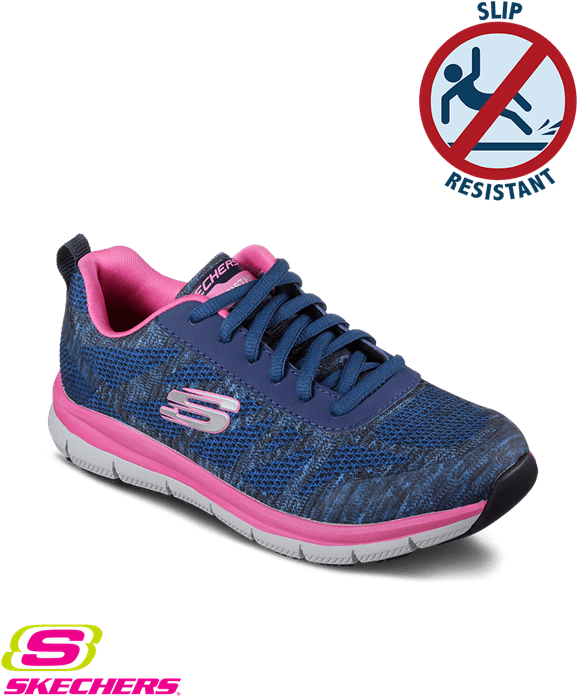 Skechers Women's Work Comfort Flex Pro Hc Navy/pink - Laforst Shoes - Laforst Ua Exclusive Pink Ribbon White (600x720), Png Download
