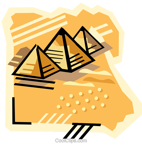 Geotechnical Style, Egypt, Pyramids Royalty Free Vector - Cartoon Pyramids In Egypt (469x480), Png Download