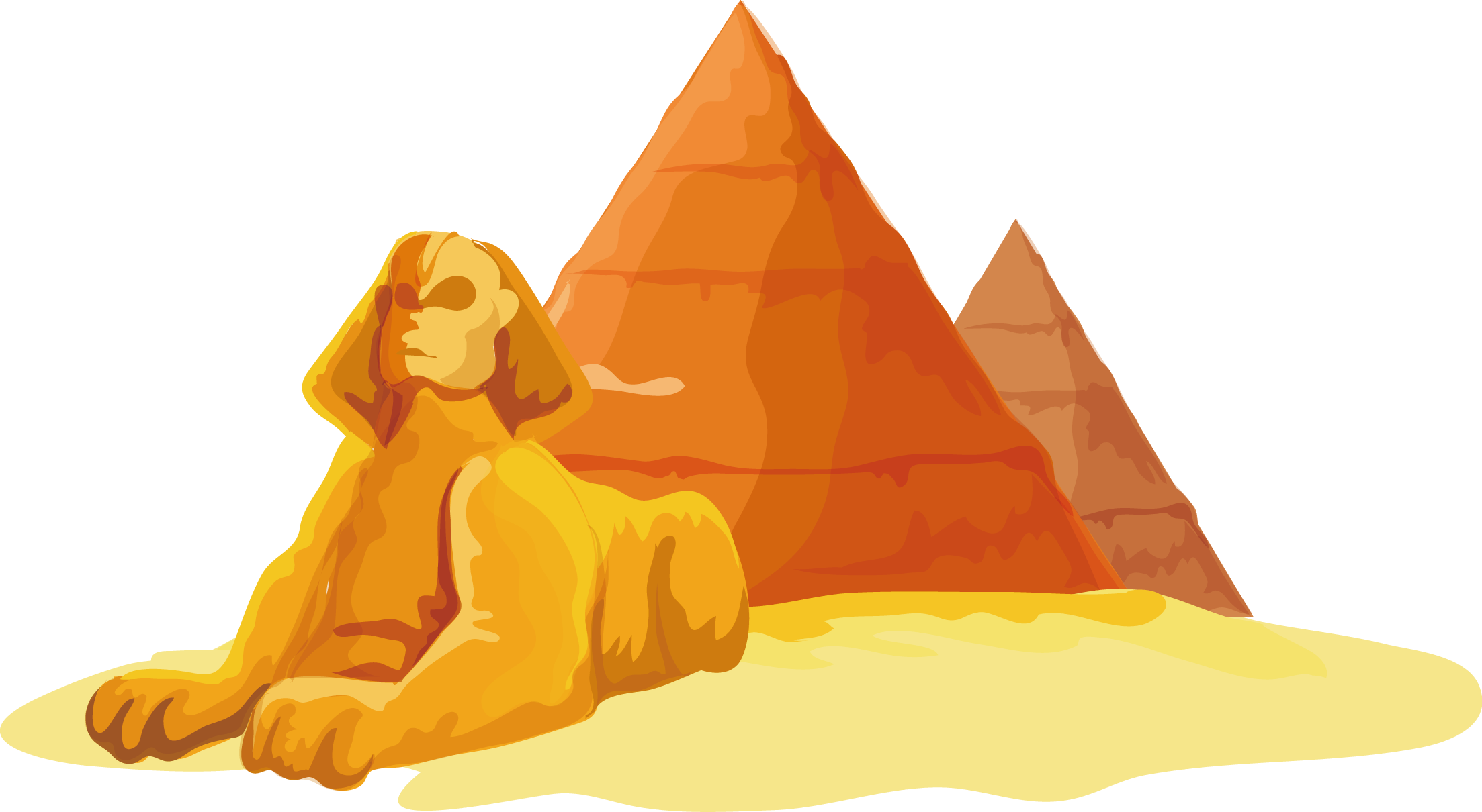 Great Sphinx Of Giza Egyptian Pyramids - World Landmarks Clip Art (2206x1210), Png Download