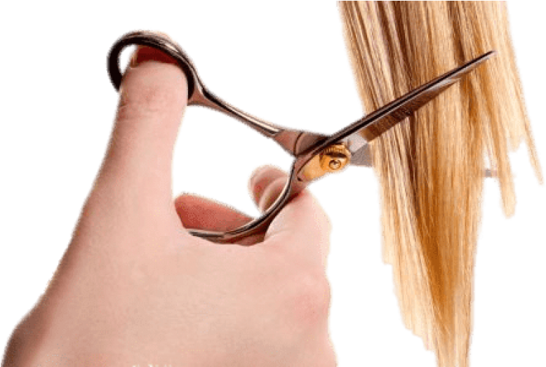 Hair Cutting Blond - Scissors Cutting Hair (487x299), Png Download