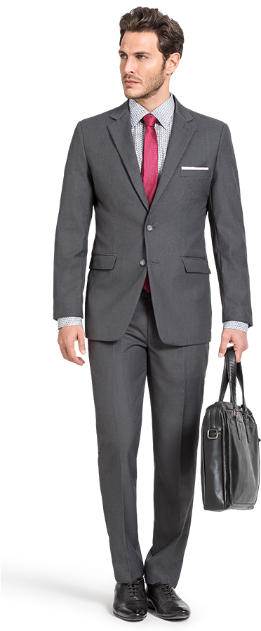 Blue Checked Merino Wool Suit Grey Wool Suit - Overcoat (400x900), Png Download