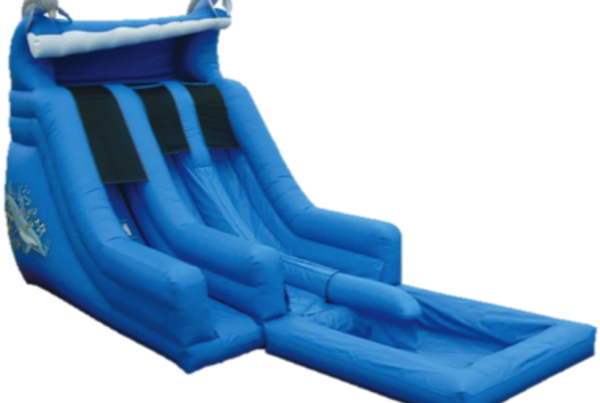 Double Lane Super Splash Down Rental - Blue Rushwater Slide Transparent (600x403), Png Download