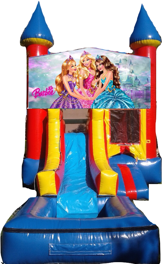 Water Slide Castle Combo Front Jumper Barbie $200/day - Water Slide (720x960), Png Download