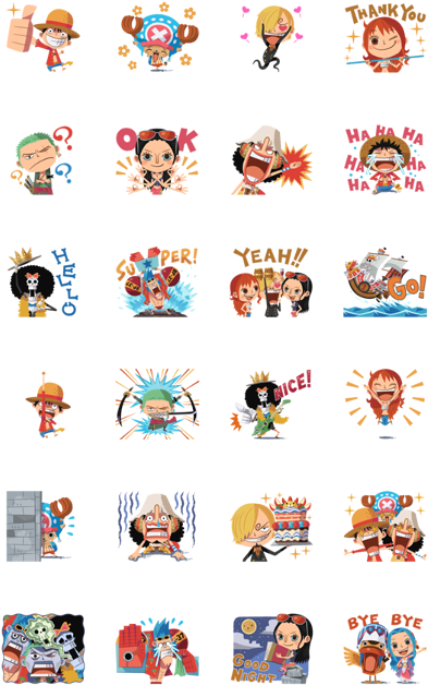 Animated One Piece Super-cute Stickers - One Piece Line Sticker (420x673), Png Download