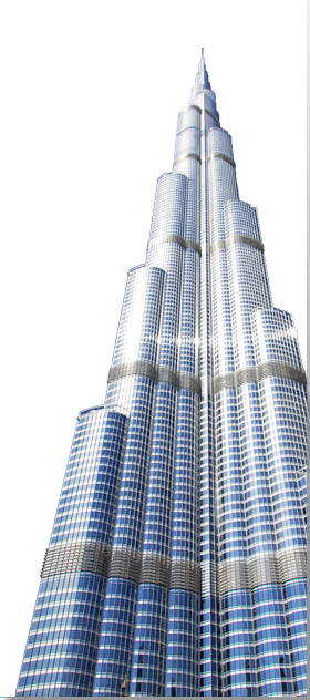 Sunguard In The Façade Of The Tallest Building In The - Dubai Burj Khalifa Png (280x632), Png Download