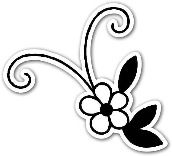 Cute Black And White Flower Sticker - Flores En Negro Png (600x545), Png Download
