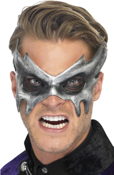 Silver Masquerade Mask - Smiffy's Phantom Masquerade Mask - One Size (366x580), Png Download