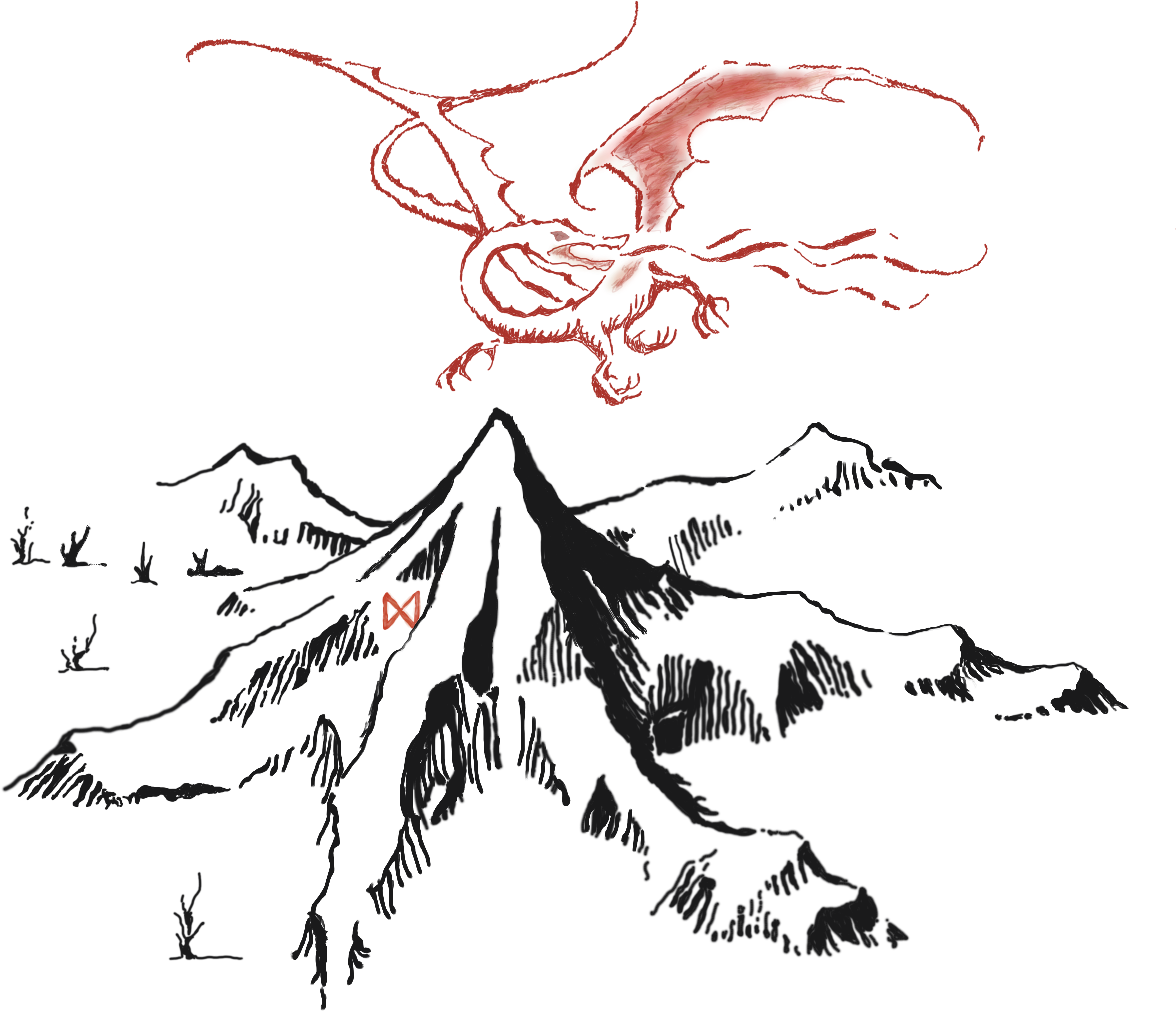 Lonely Mountain Drawing - Smaug And The Lonely Mountain (5000x5000), Png Download