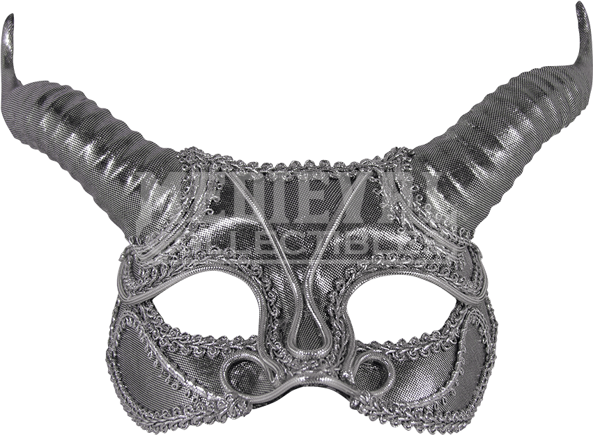 Shining Silver Faun Mask - Silver Half Mask With Horns 79551 (850x850), Png Download