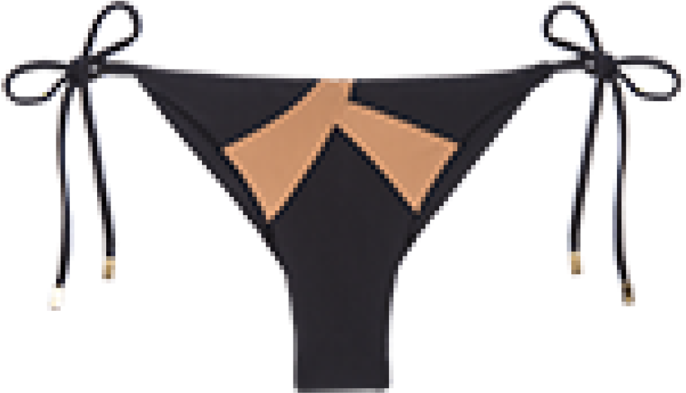 Black Wave Tie Side Bottom - Bikini (1024x726), Png Download