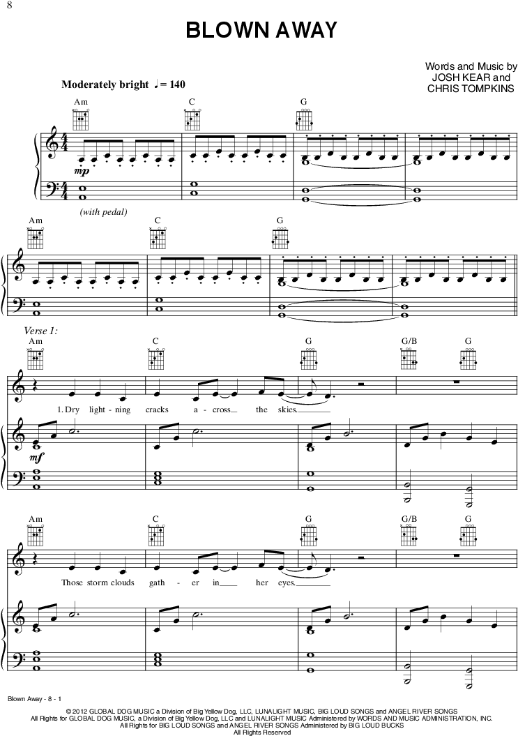 Carrie Underwood Sheet Music Anthology Thumbnail - Carrie Underwood Blown Away Sheet Music (864x1152), Png Download