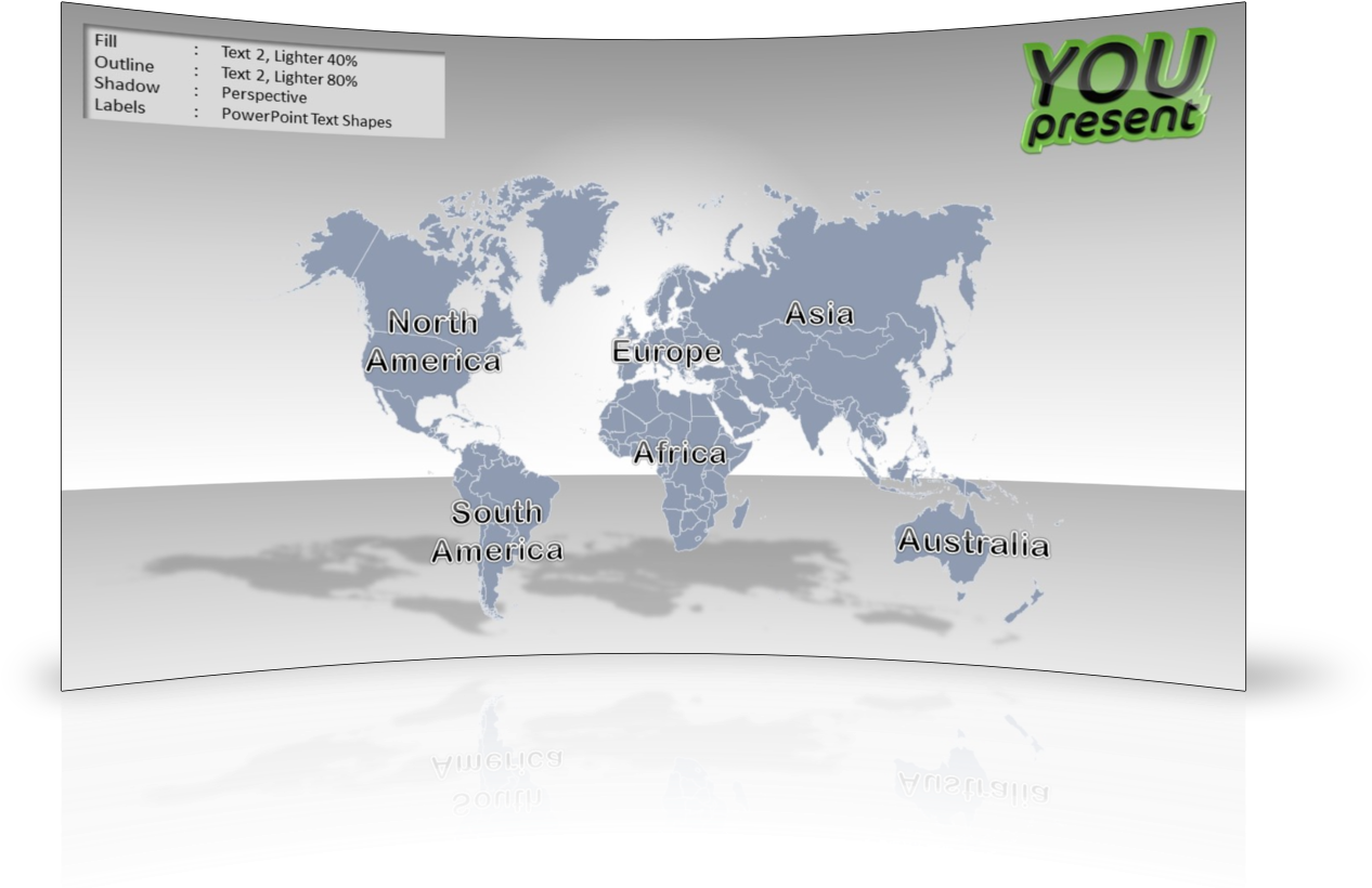 World Map Template For Powerpoint By Youpresent - World Map (1341x857), Png Download