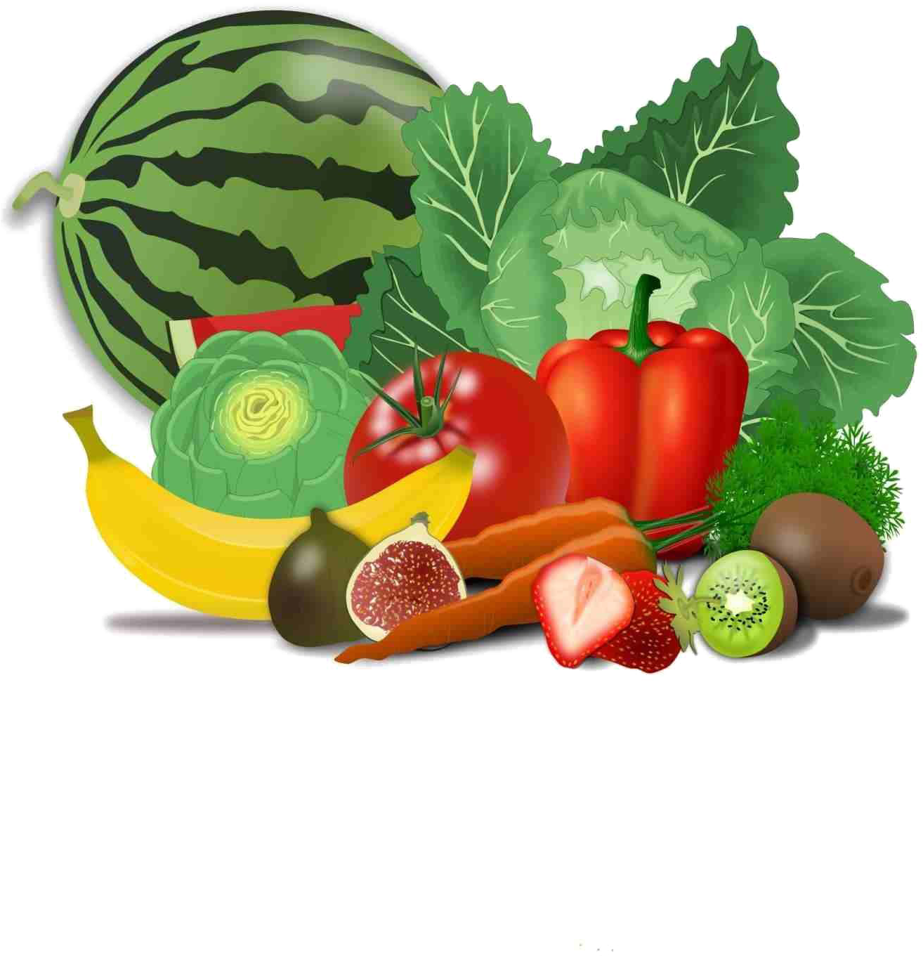 Fresh Healthy Food Transparent Png - Fruits And Vegetables Vector Png (1341x1896), Png Download