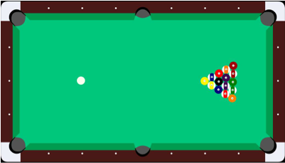 The Rack Must Be Placed Towards The Center Of The Pool - Pool Table Top View (400x300), Png Download