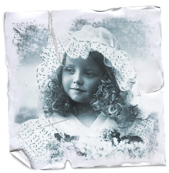 Vintage, Little, Girl, Collage, Paper, Stained, Texture - Girl (711x720), Png Download