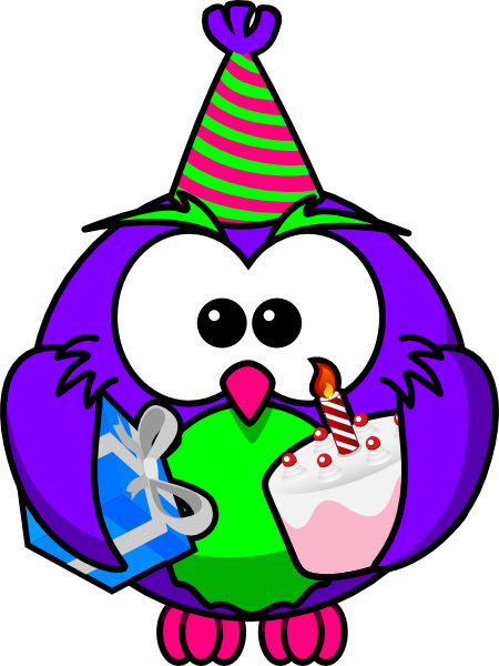 Owl Clip Art Birthday (450x600), Png Download