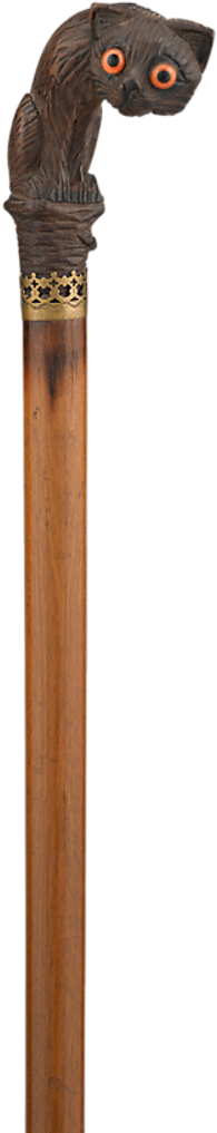 Carved Cat Decorative Folk Art Walking Stick - Browning Buck Mark (864x1080), Png Download